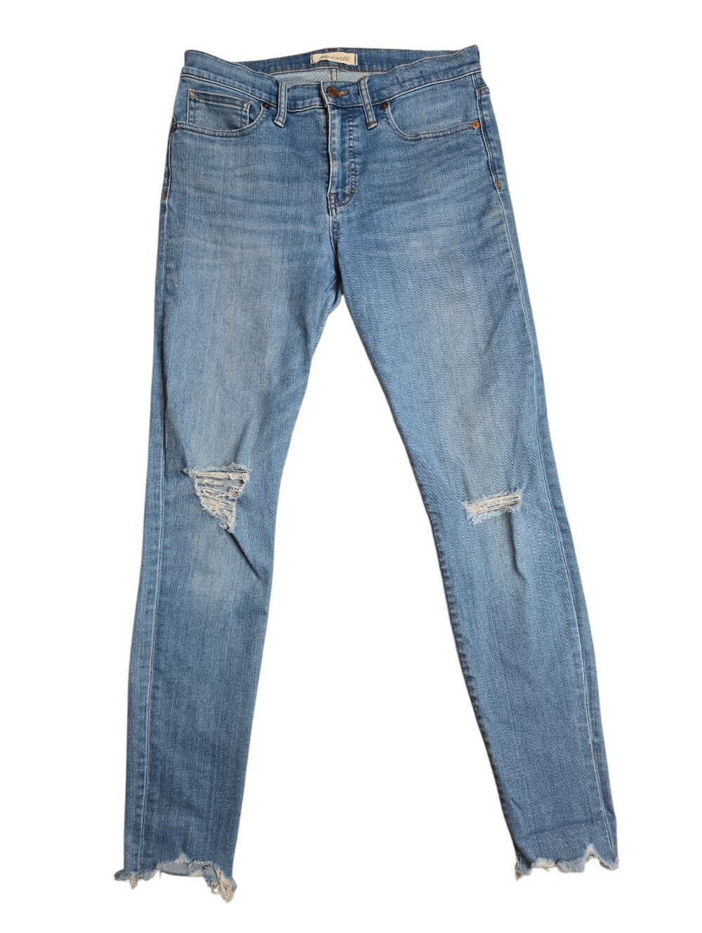 Madewell 9” High Rise Skinny Jeans 29 Tall Distressed Ripped Raw Hem
